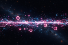 pink and blue particles like quantum 